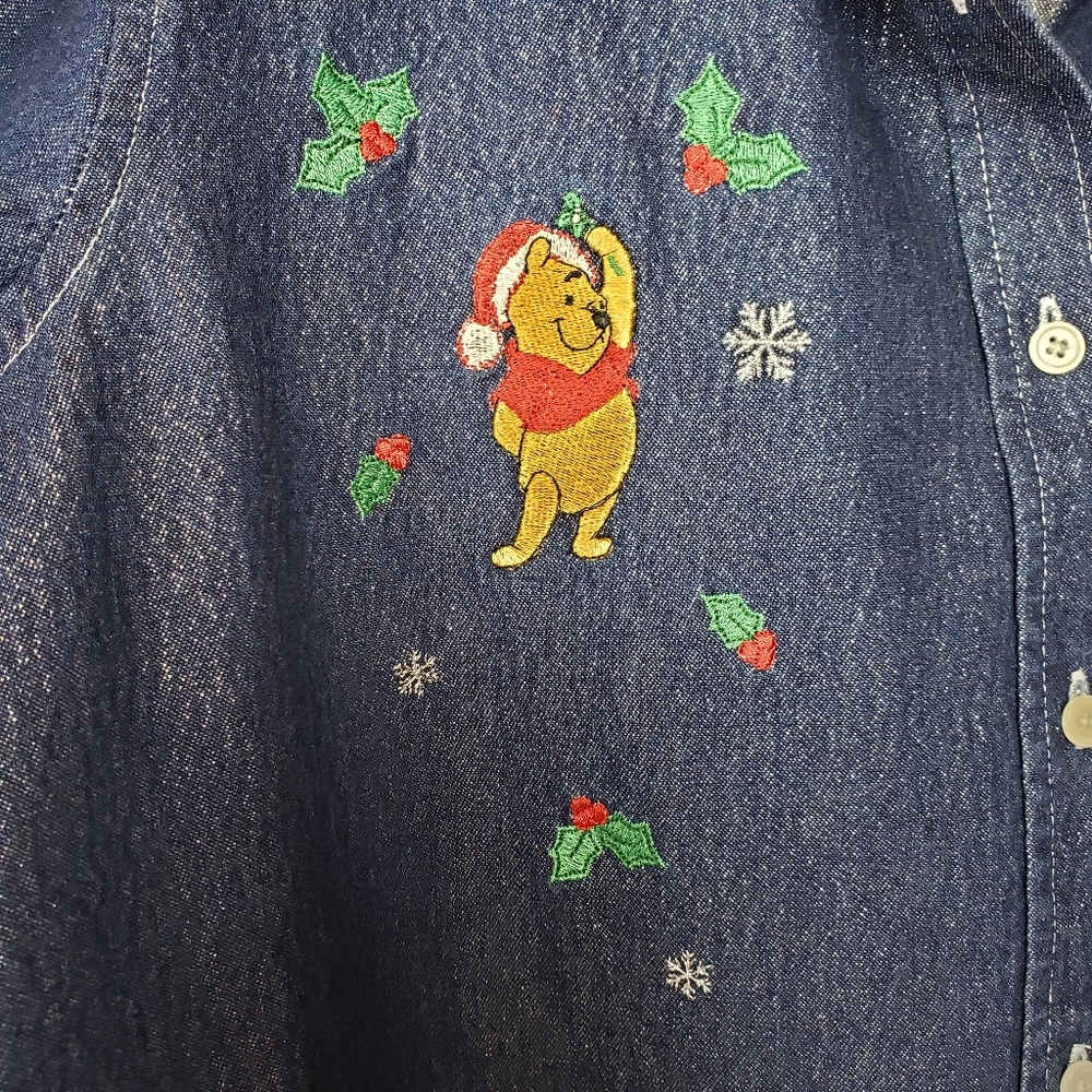 Disney Christmas Tigger Pooh Button Down Shirt L - Picture 3 of 6